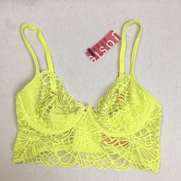 Josie Natori Bardot Lace Bra citrus Yellow  32b/c - Picture 4 of 11